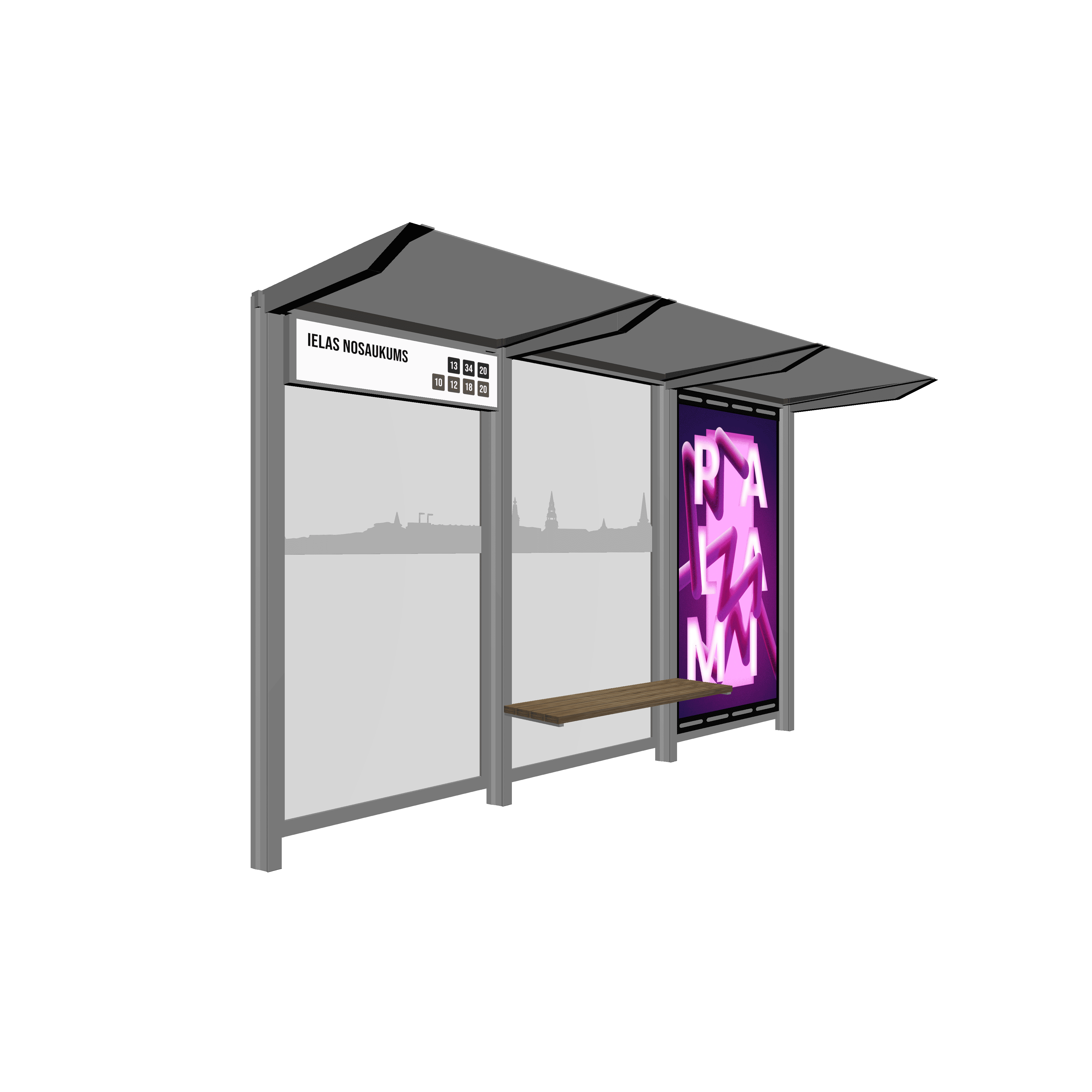 Bus Shelter RIGA Rear Section LED Display