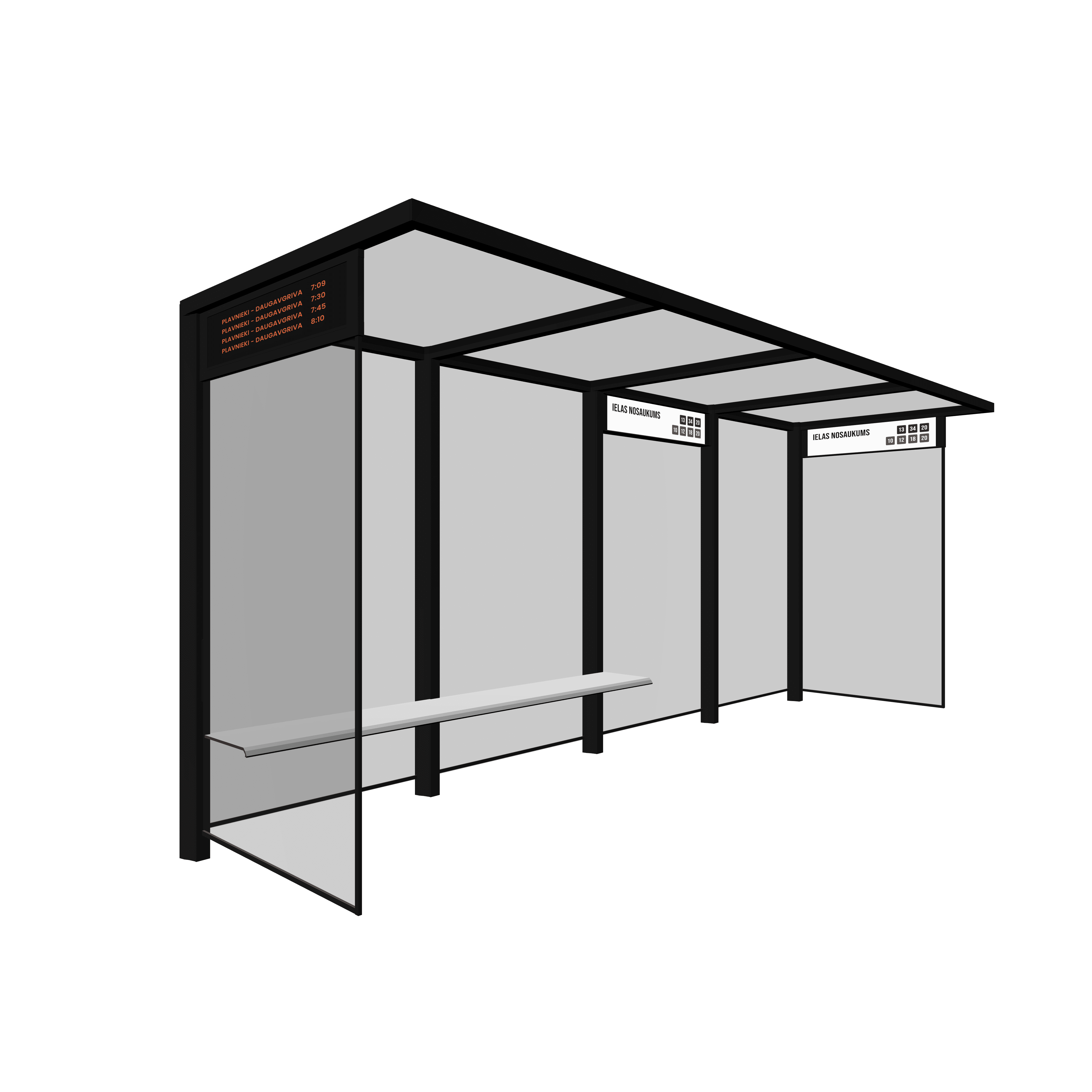Bus Shelter (L/XL) Timetable LED Display by PALAMI Group - Reliable Schedule Display for Commuters