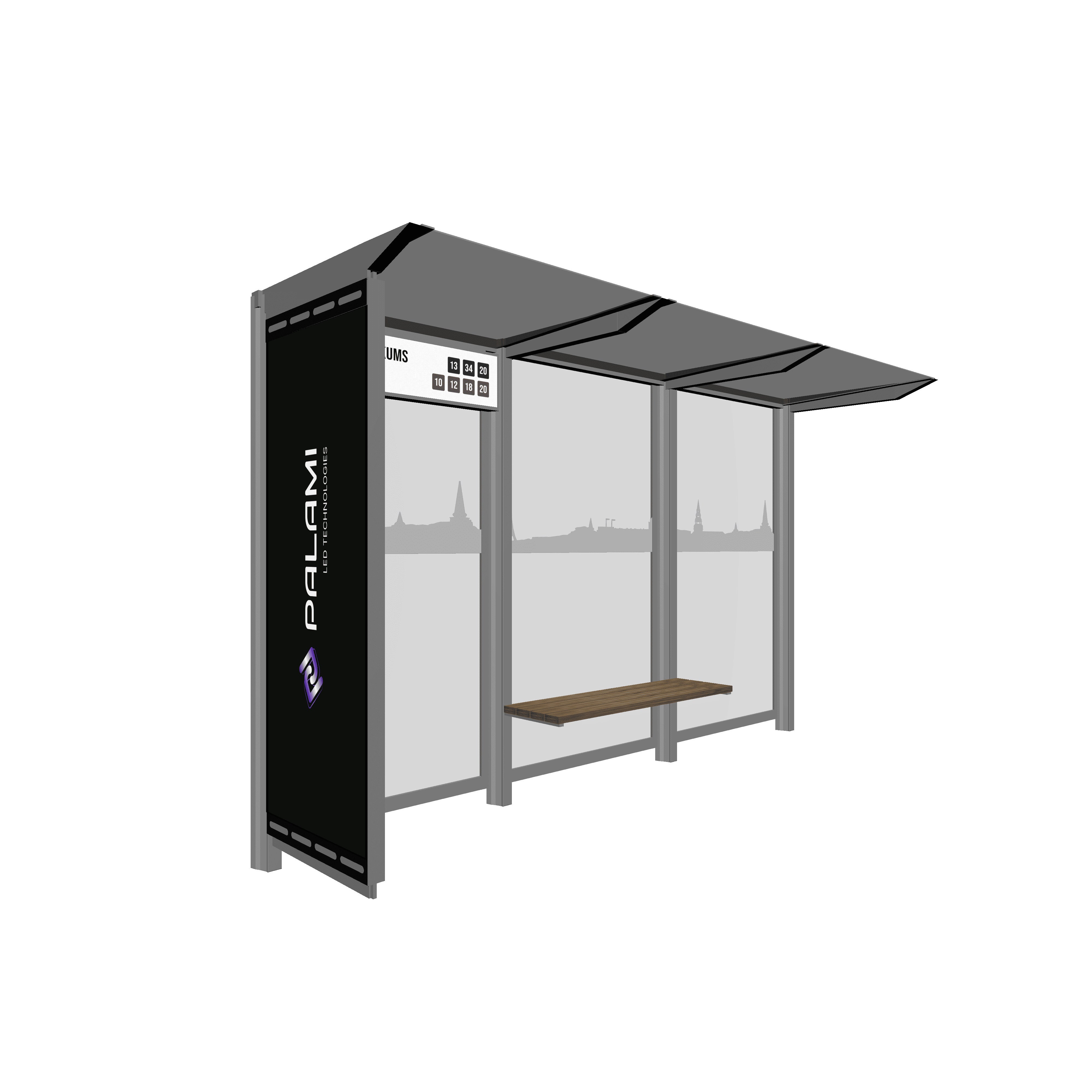 Bus Shelter RIGA (S/M) Side Section LED Display by PALAMI Group