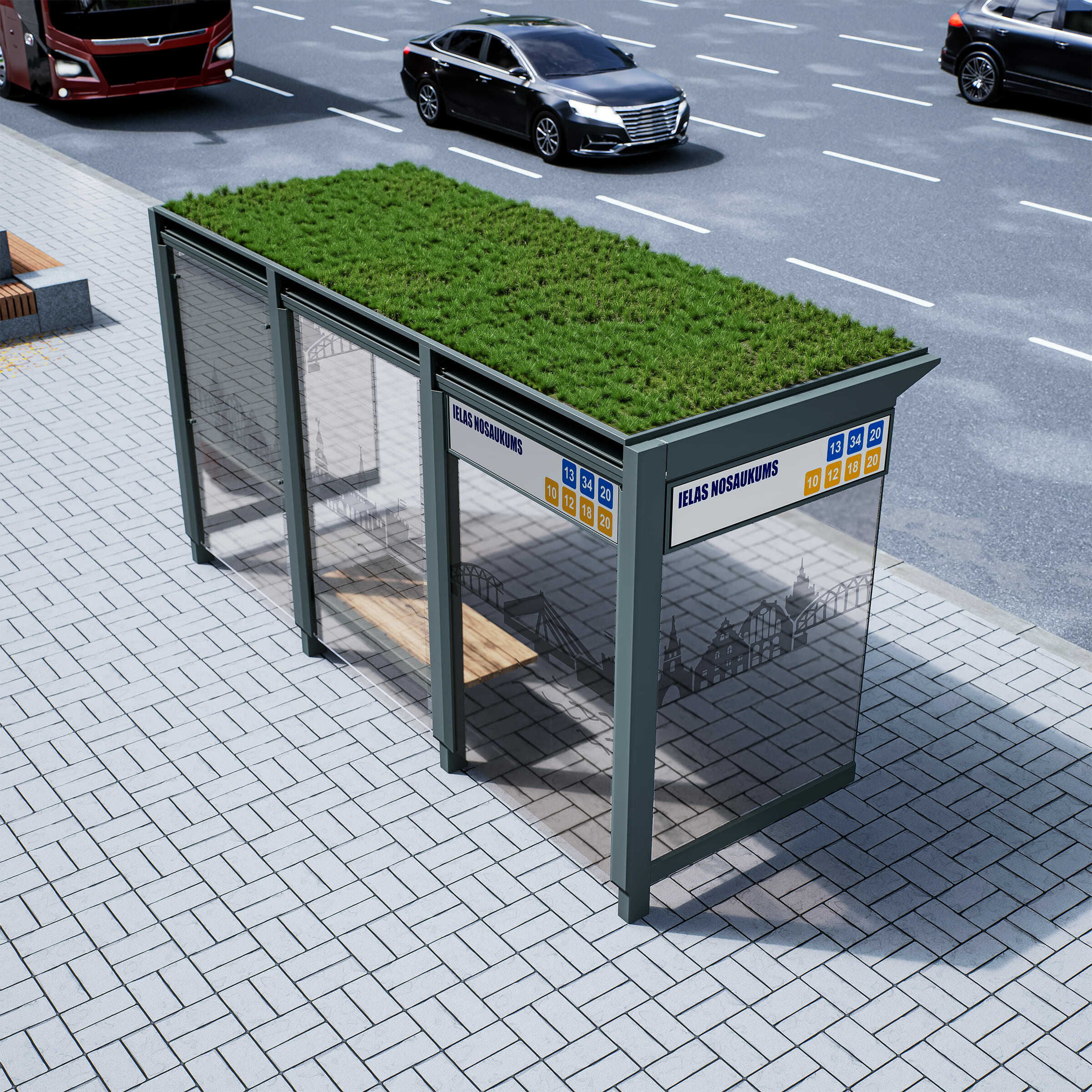 Bus Shelter L-Size by PALAMI Group - Spacious and Durable Outdoor Advertising Shelter
