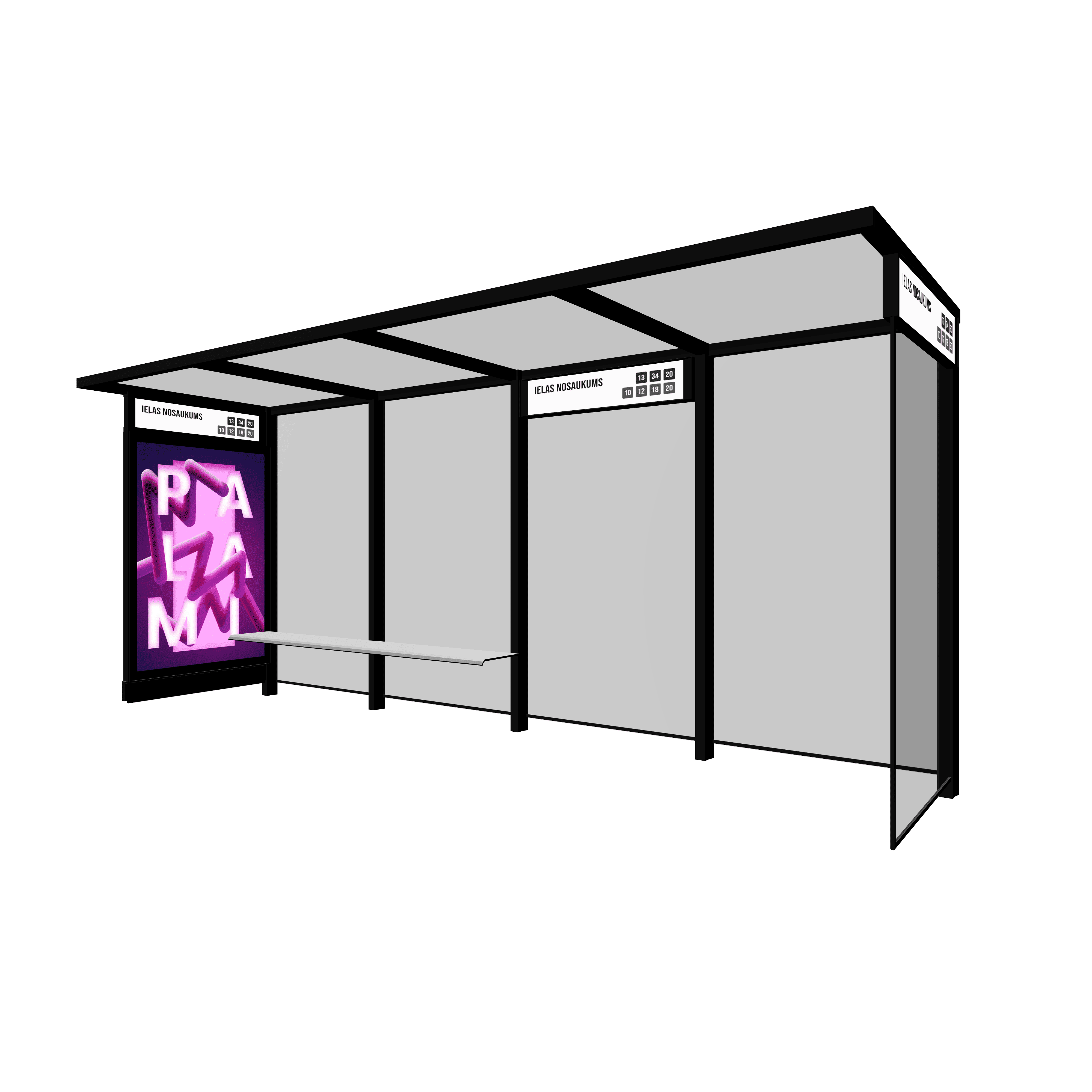 Bus Shelter OSLO with LED Display in the side section | PALAMI Group